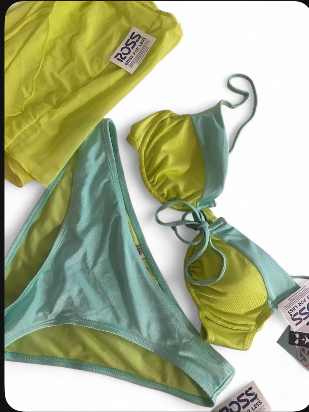 Lime & Aqua Colorblock Bikini Set New